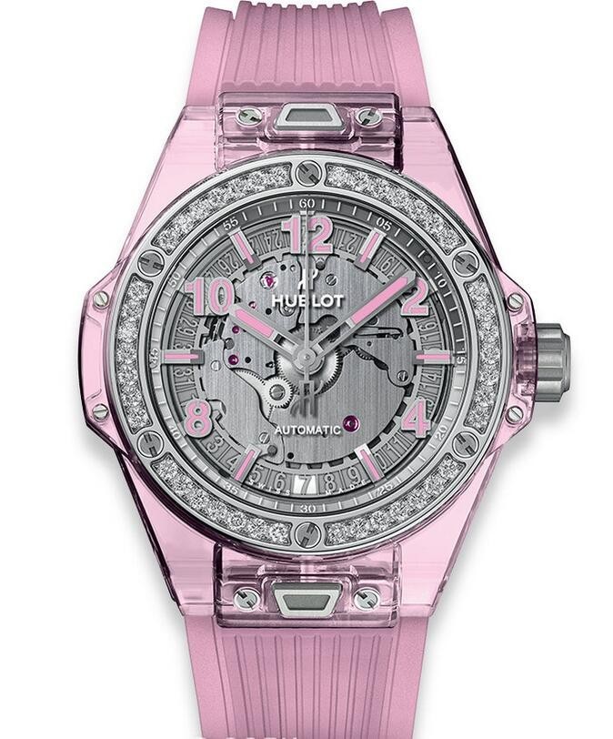 AAA Replica Hublot Big Bang One Click Pink Sapphire Diamonds Watch 465.JP.4802.RT.1204